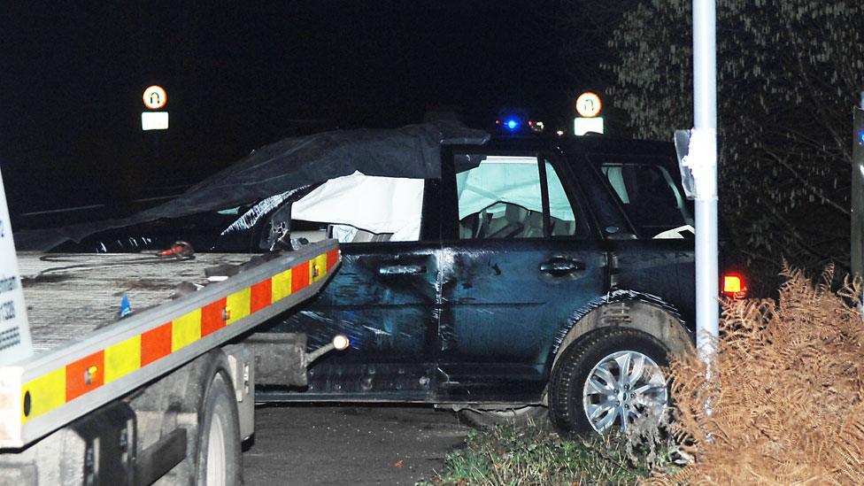 The duke's car after it was involved in the crash