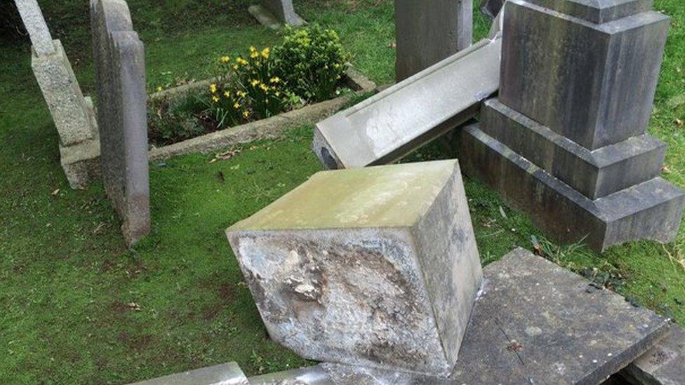 Damaged headstones