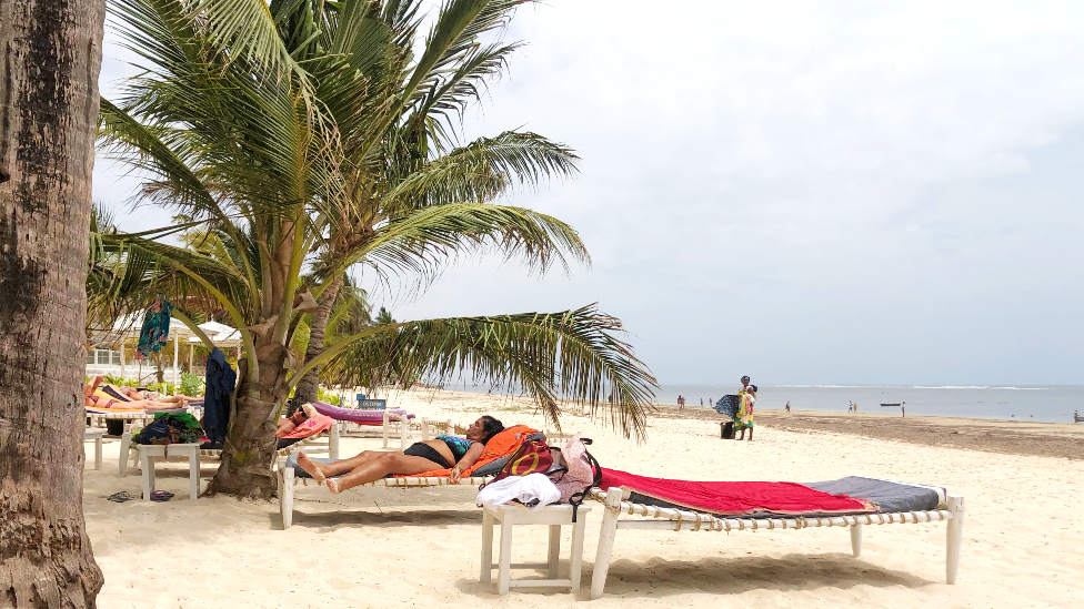 A beach scene in Malindi, Kenya