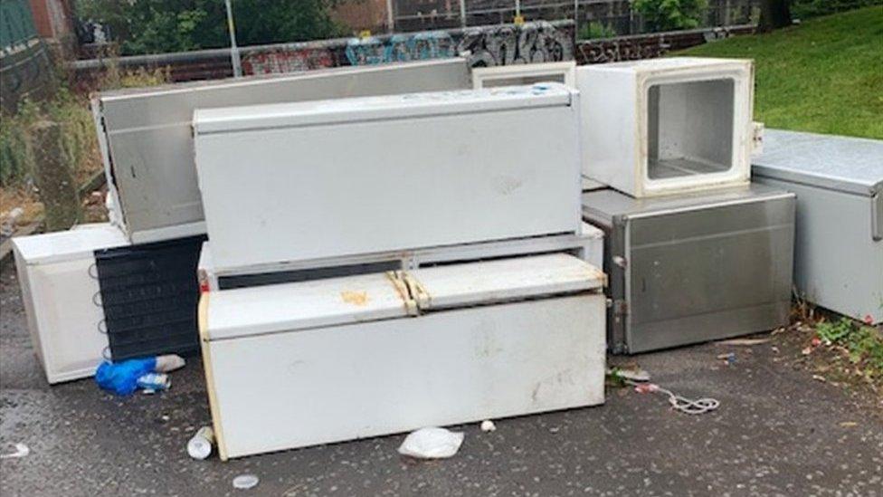 white goods left near Birmingham parkland