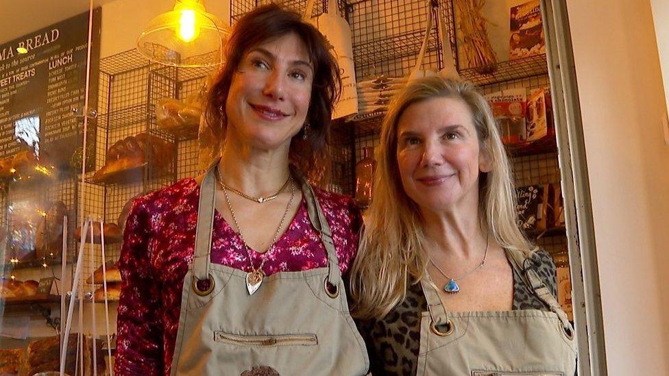 Tami (right) and her sister who run the Karma Bread cafe