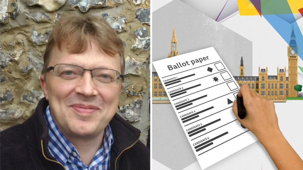 Keith Wood-Smith and a mock up of a ballot paper