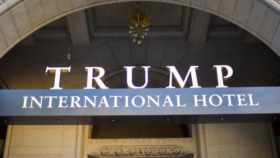 Exterior of the Trump International Hotel in downtown Washington, Monday, Sept. 12, 2016. The luxury hotel Donald Trump has built in an iconic downtown Washington building is set to open.