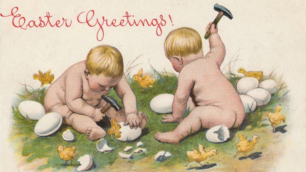 babies hammering eggs