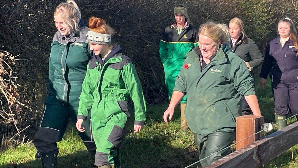 Farming students at Moulton College, Northamptonshire