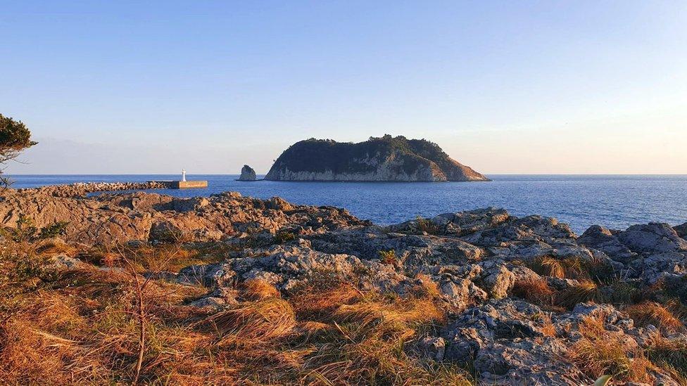 A view of an island off the coast of Jeju.