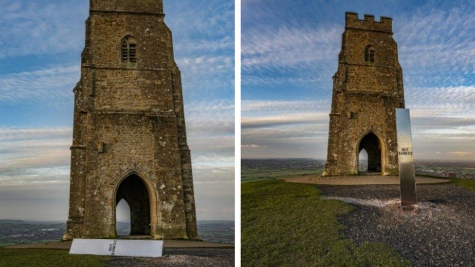 Banksy monolith, Glastonbury Tor