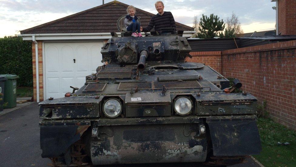 Jeff Woolmer and his daughter in his CVR (T) Scorpion