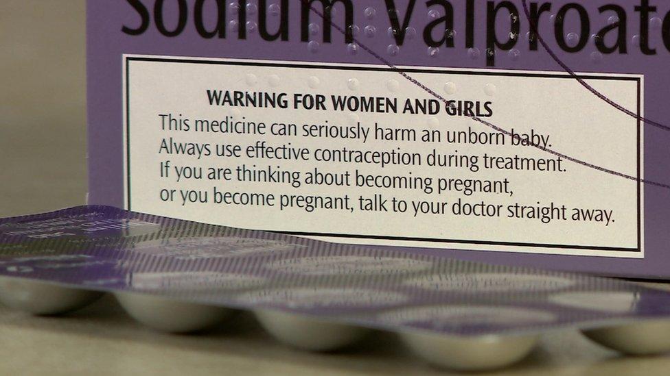 The warning which has been on the outside of valproate pill packets since last year in Britain