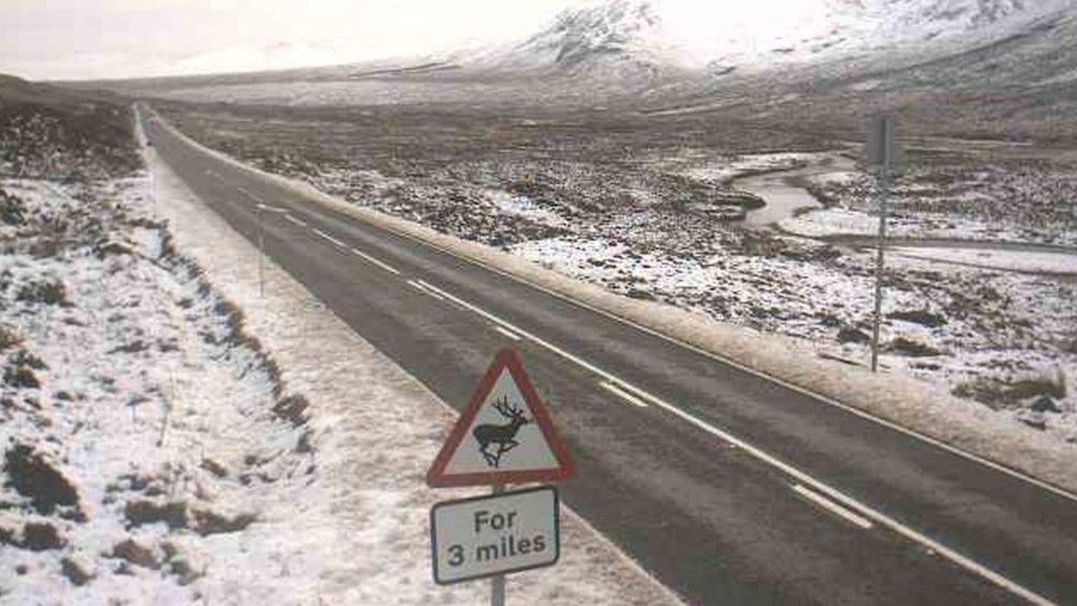 Wintry conditions at Altnafeadh on the A82 on Saturday