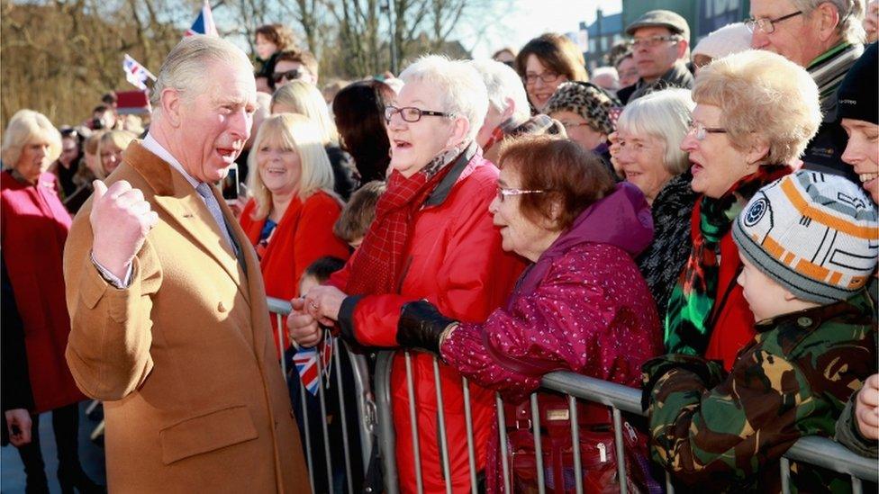 Prince Charles meets residents of Stamford in York in February 2016