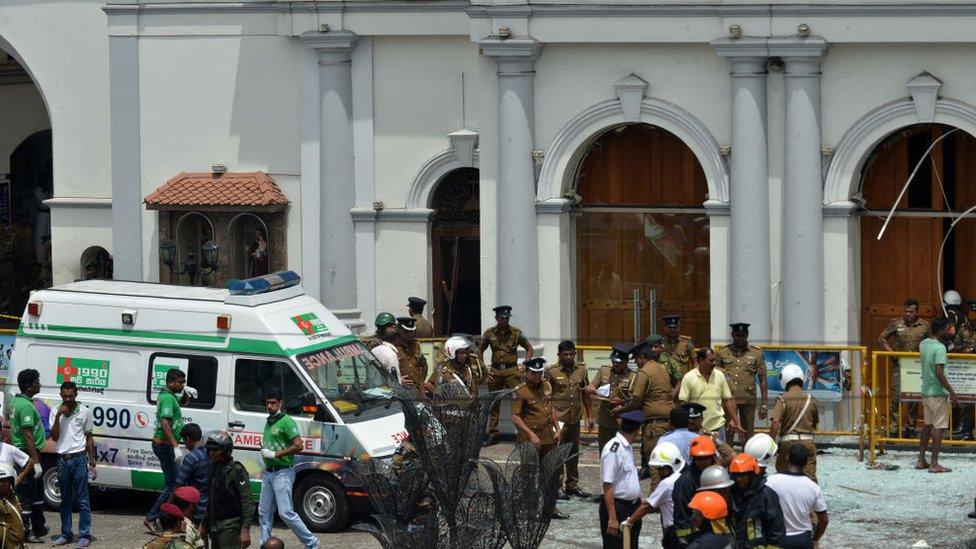 Ambulance outside a church