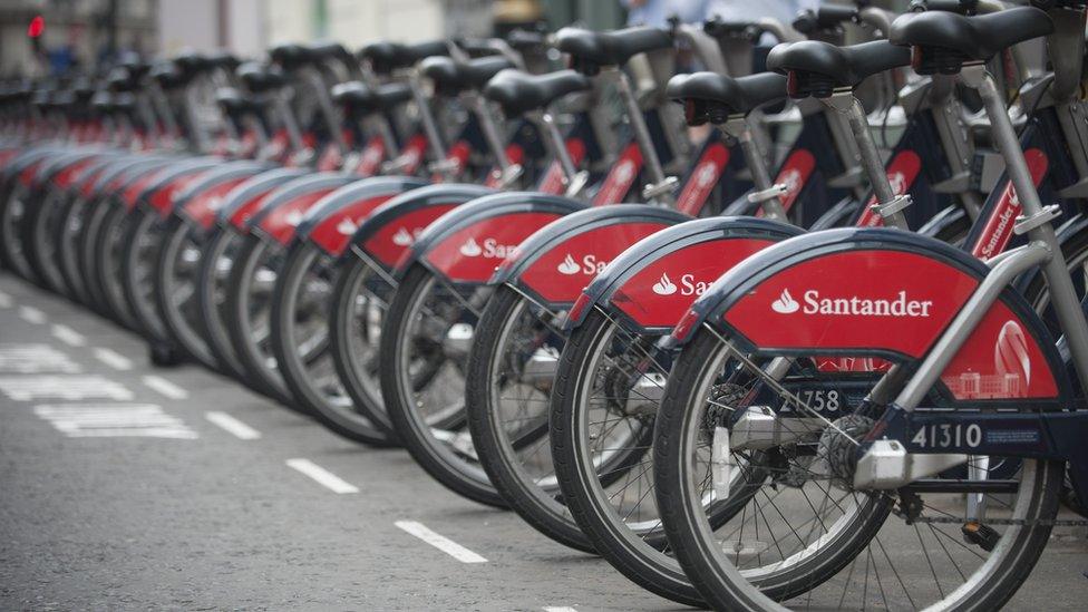 Santander bikes at their docks