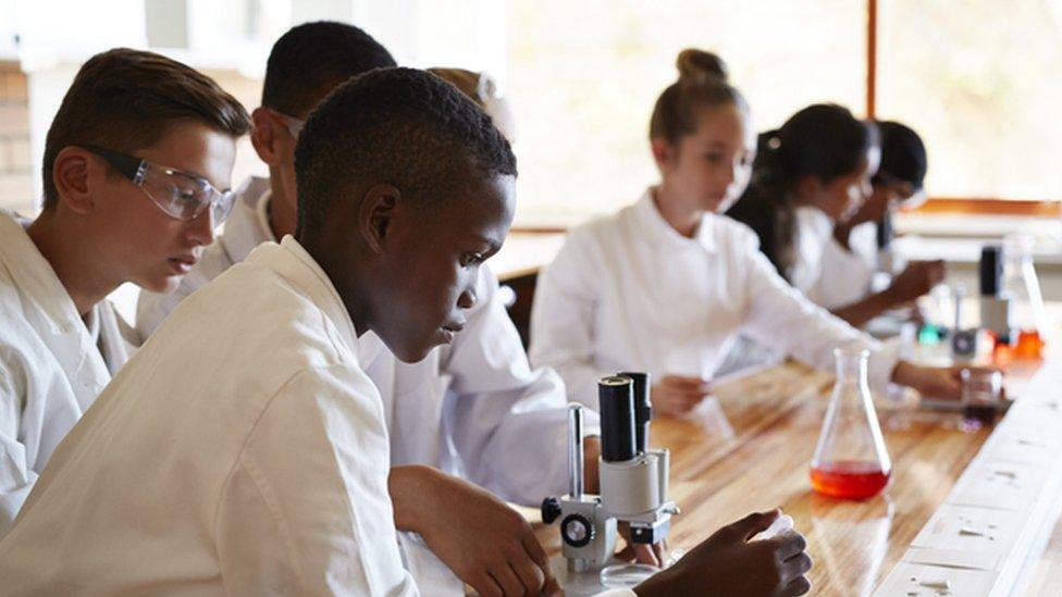 Children in a science lab