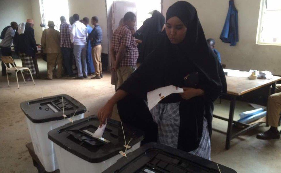 Woman voting