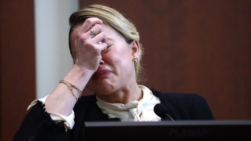 US actress Amber Heard testifies at the Fairfax County Circuit Courthouse in Fairfax, Virginia, on May 5, 2022.