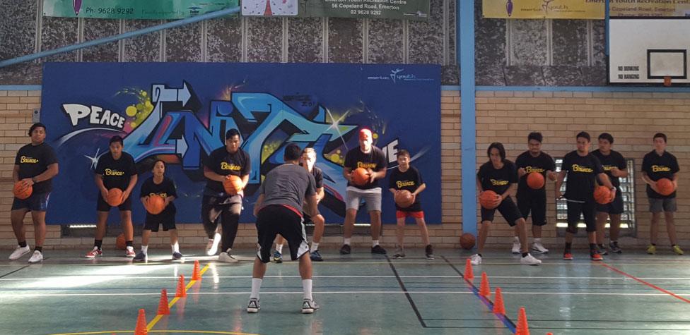 A basketball session run by Charity Bounce