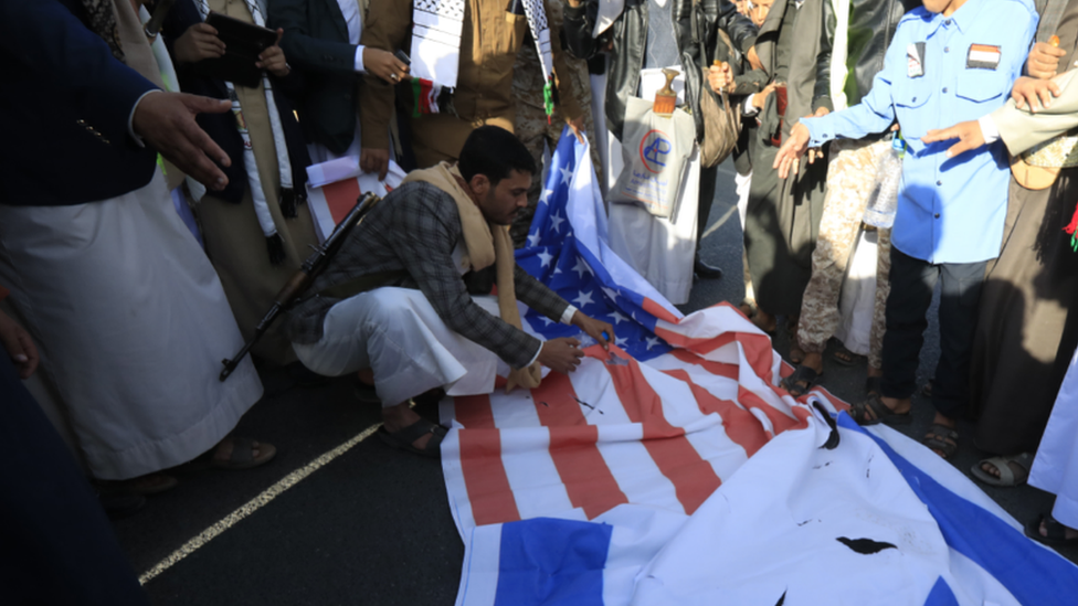 A man with a US flag