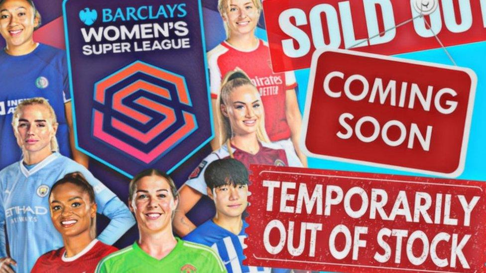 WSL PANINI STICKERS WITH SOLD OUT SIGN.