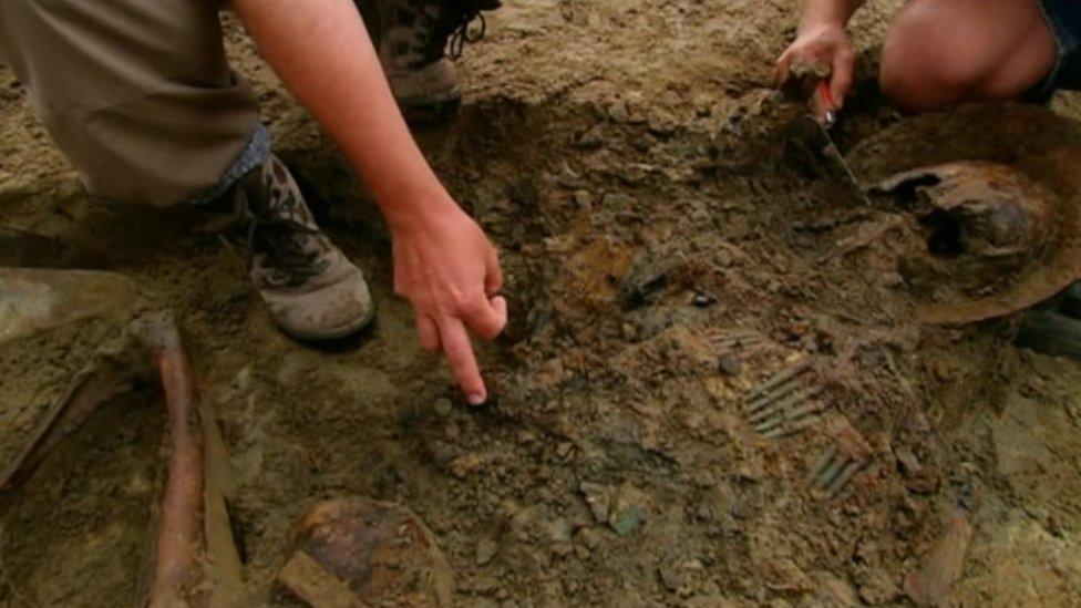 Still from BBC documentary charting the excavation of the trench