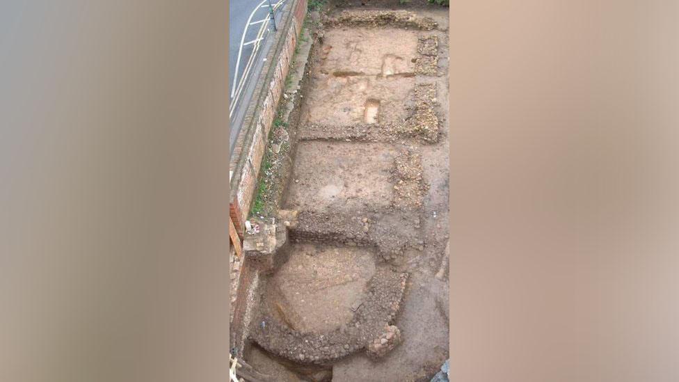 Excavated area of remains of church