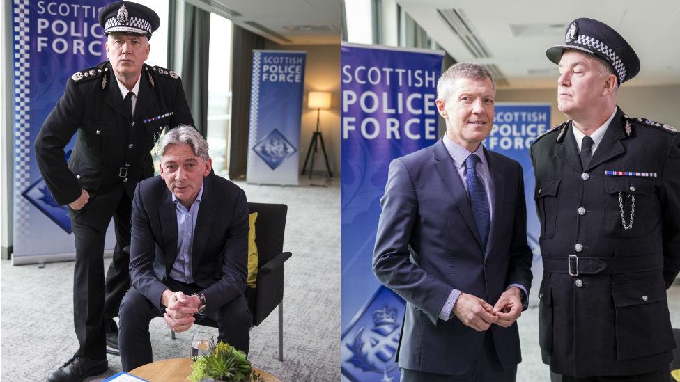 Chief Commissioner Miekelson with Richard Leonard and with Willie Rennie