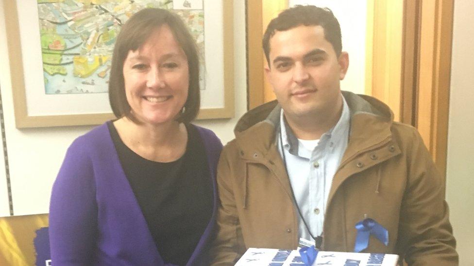 Cardiff Central MP Jo Stevens and Bashir Naderi handed in the petition in London