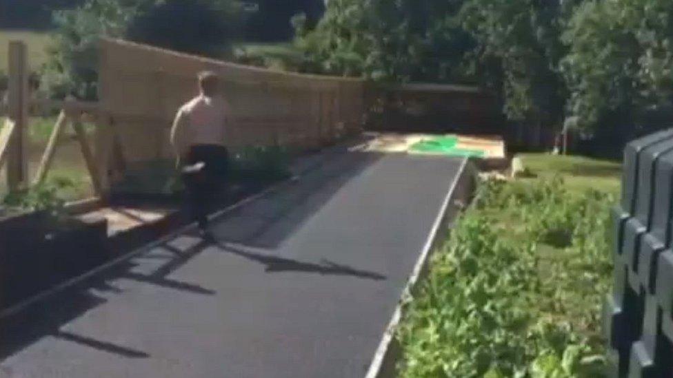 Greg Rutherford's back garden long jump facility