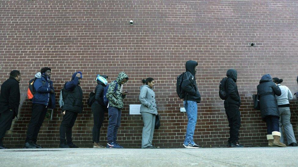 New York job fair line at UPS