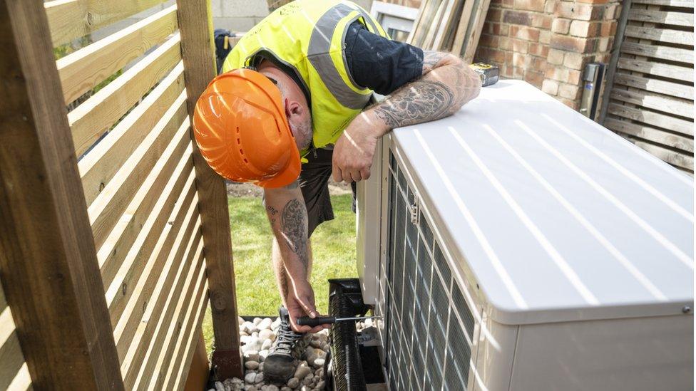 Heat pump installation - stock shot