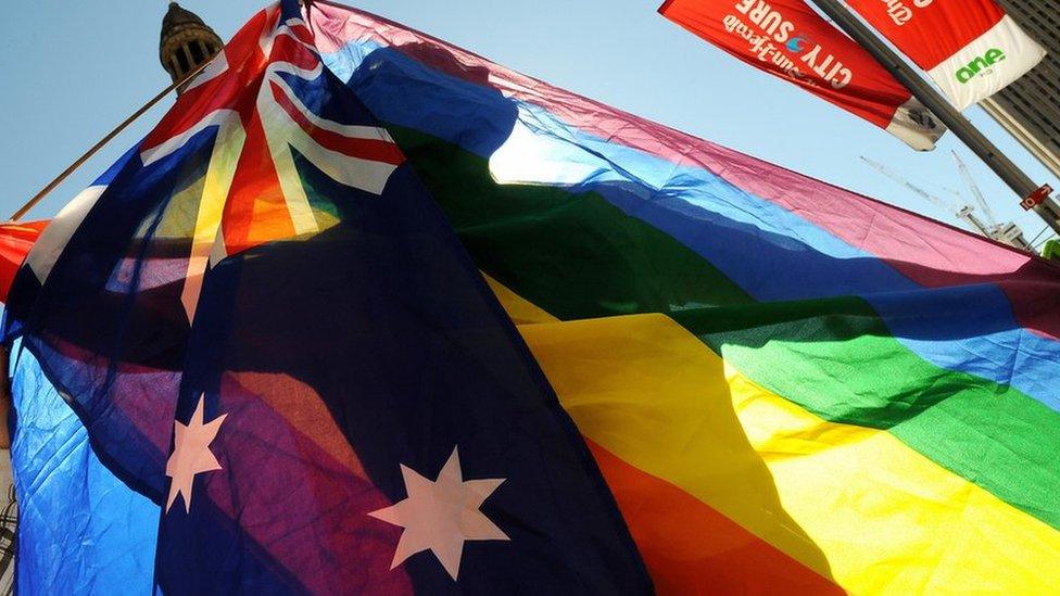 Rainbow Australian flag: Australian flag gay pride