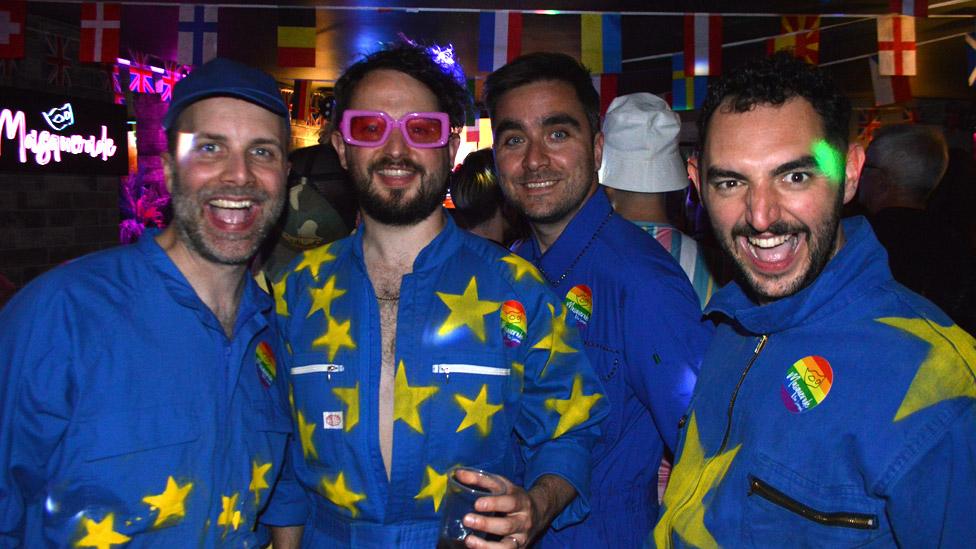 Eurovision fans watching the grand final in the Masquerade bar in Liverpool