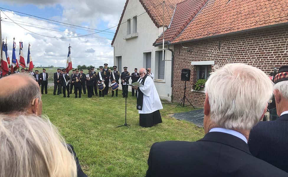 An outdoor service in Lestrem near Lille, commemorating the massacre's 80th anniversary