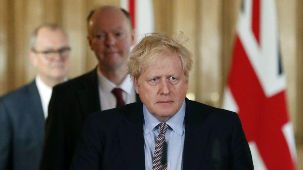 Boris Johnson, Sir Chris Whitty and Sir Patrick Vallance