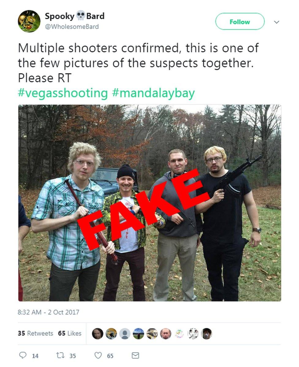 Tweet including picture of US comedian Sam Hyde, falsely linked to Las Vegas shooting