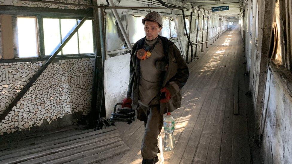 A miner at Toretsk mine in Ukraine