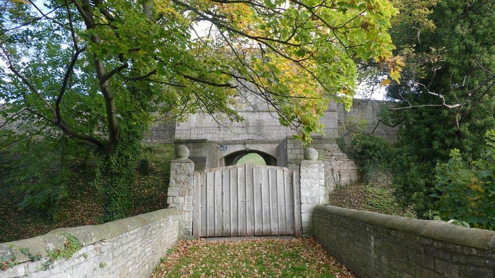 Tickhill Castle entrance gate