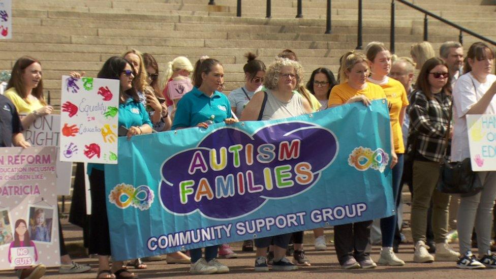 Protest at Stormont over shortfall in school places for children with SEN