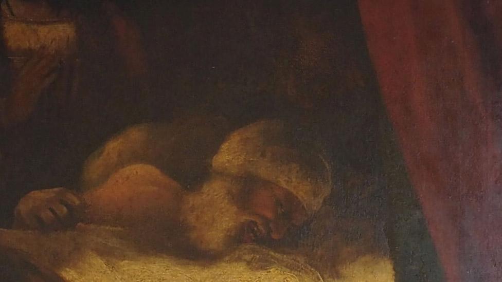 Detail of the Death of Cardinal Beaufort by Sir Joshua Reynolds, 1789, after restoration