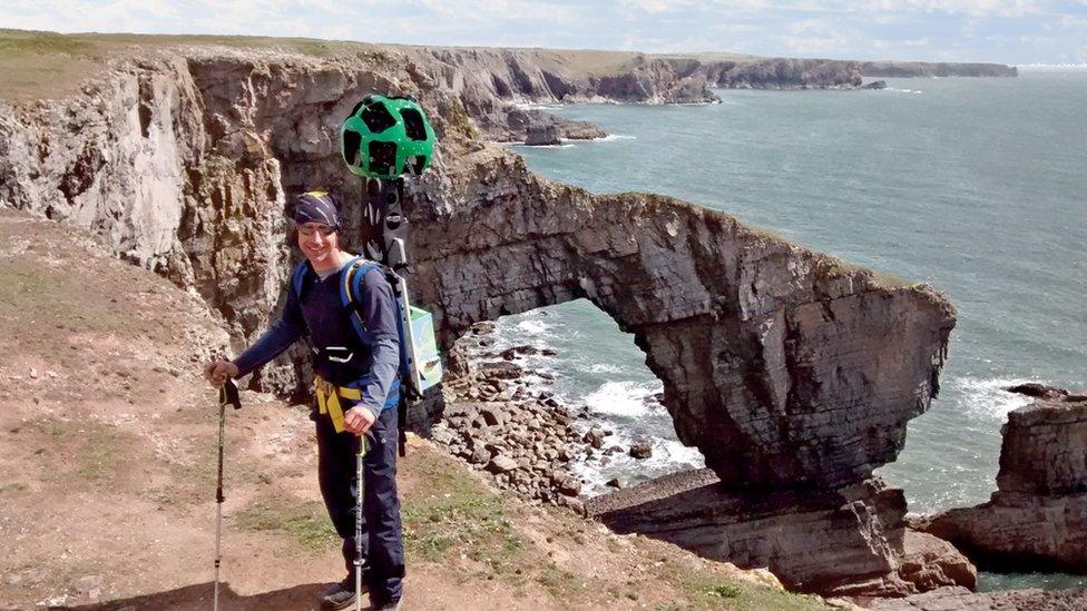 National park authority warden Alex Payne films the route