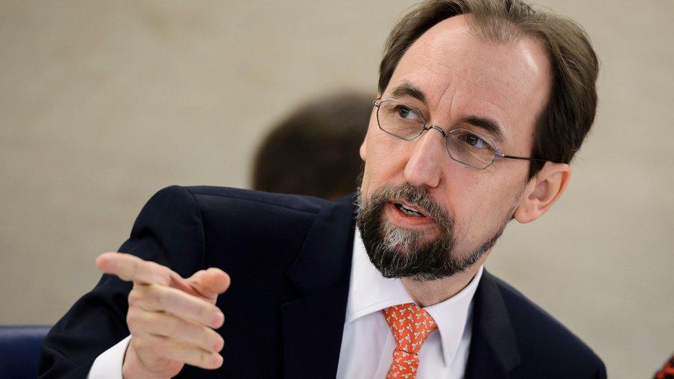 UN High Commissioner for Human Rights Zeid Ra'ad al-Hussein at opening of main annual session of UN Human Rights Council. 29 February 2016 in Geneva