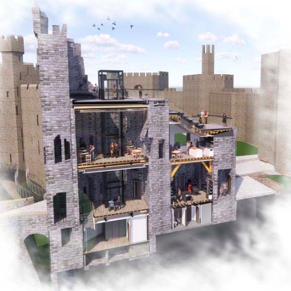 Artist impression of works to improve access to Caernarfon Castle