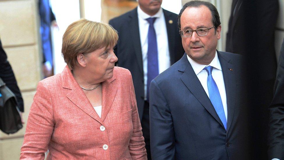 German Chancellor Angela Merkel and French President Francois Hollande