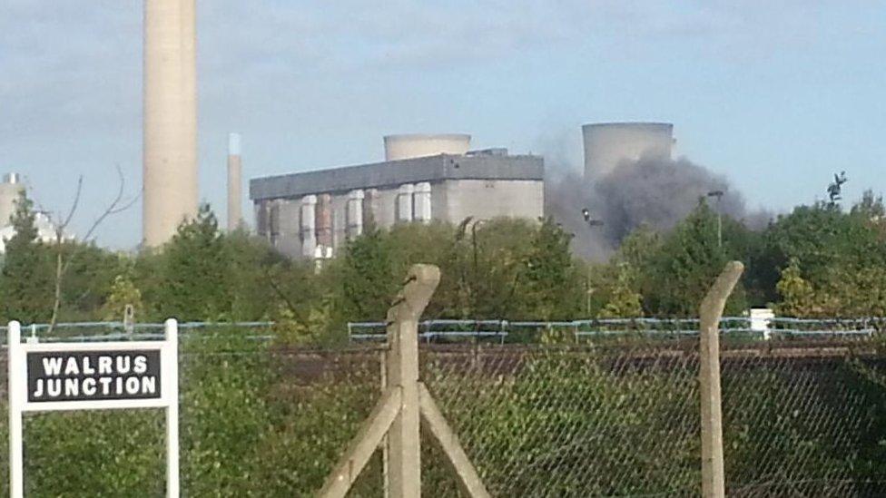 The explosion of part of the main Didcot A building