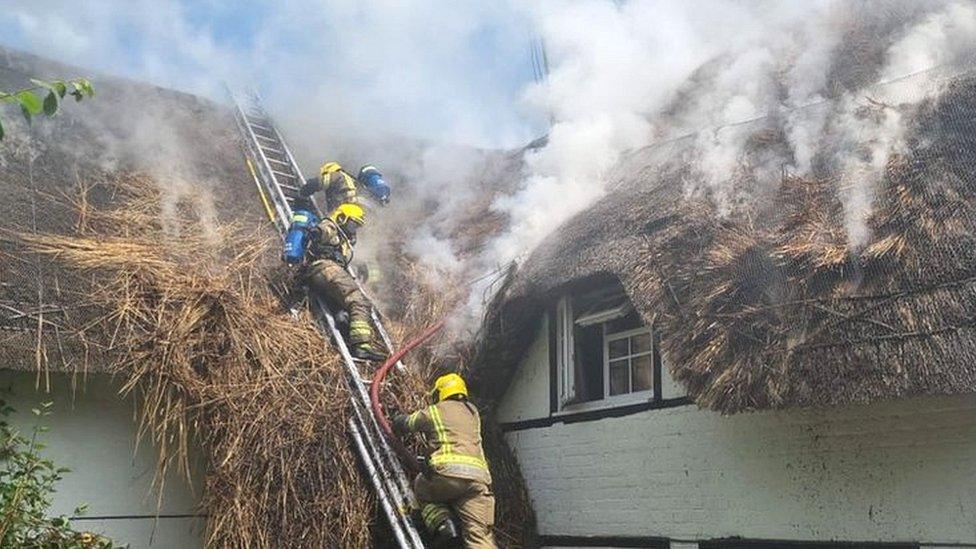 The fire at the thatched property in Urchfront