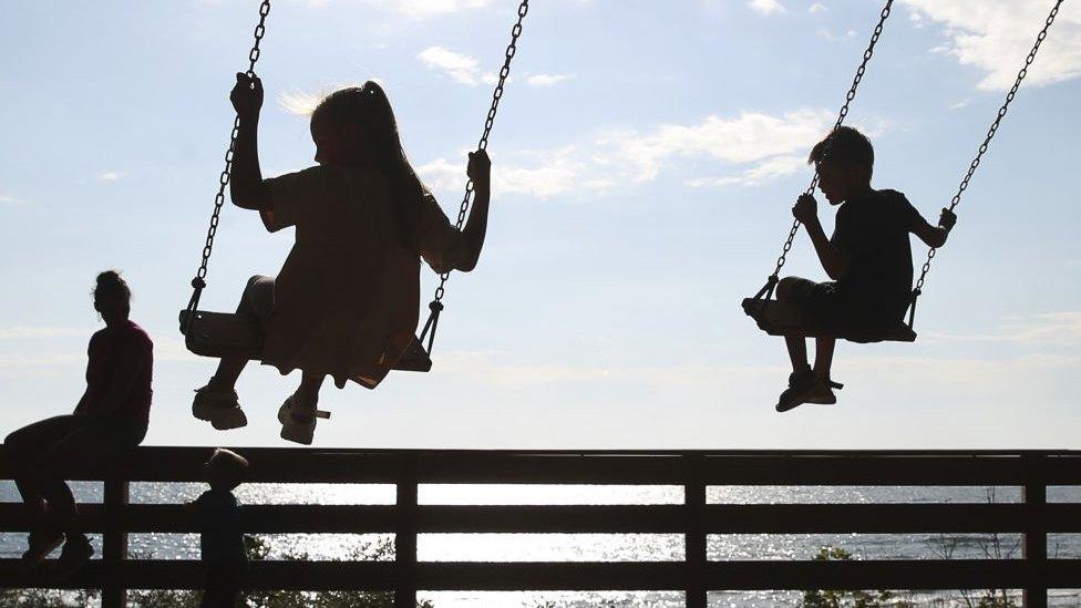 Children on swings