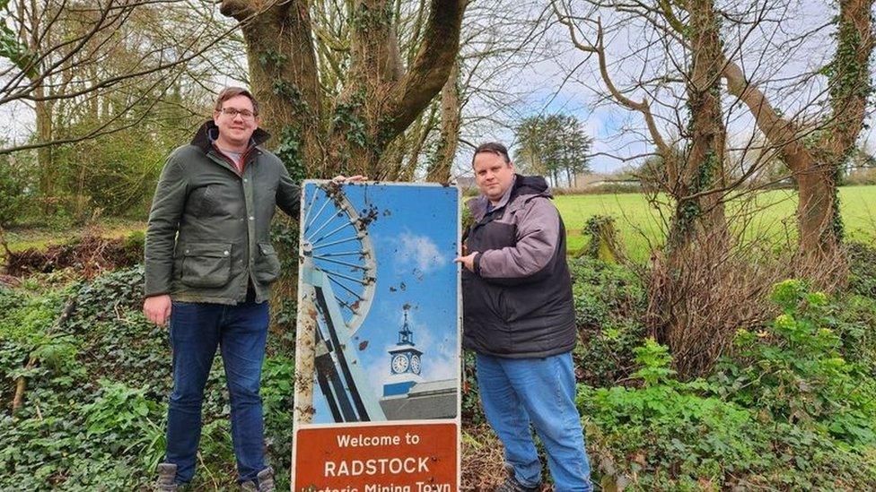 Richard Pears and James Mustoe discovered the sign 150 miles away from its home