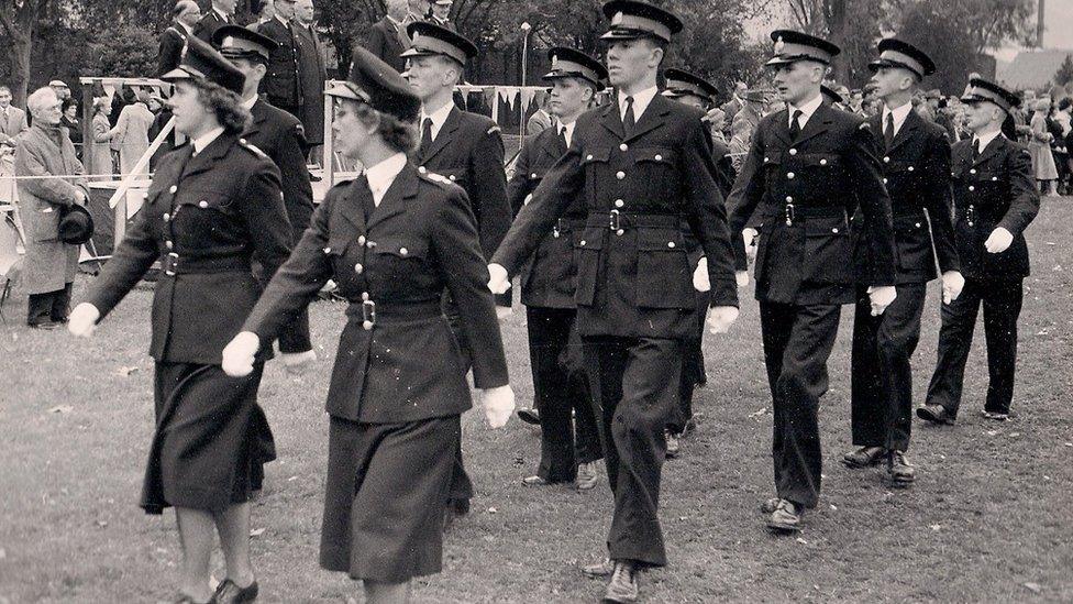 Former Gwent Police officers marching