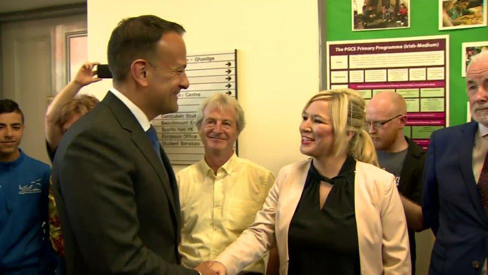 Leo Varadkar meeting Sinn Féin's Stormont leader Michelle O'Neill in west Belfast