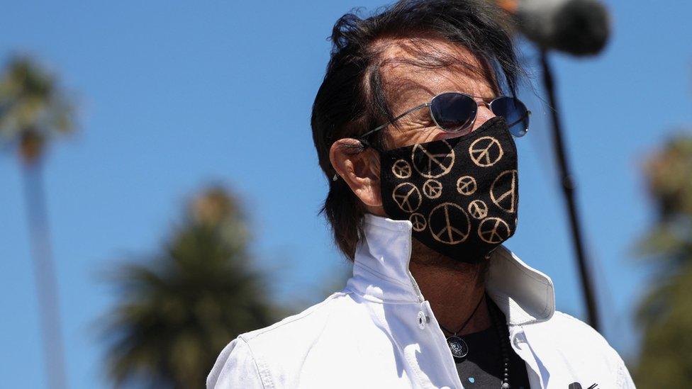 Ringo Starr wears a face mask as he celebrates his 82nd birthday in July